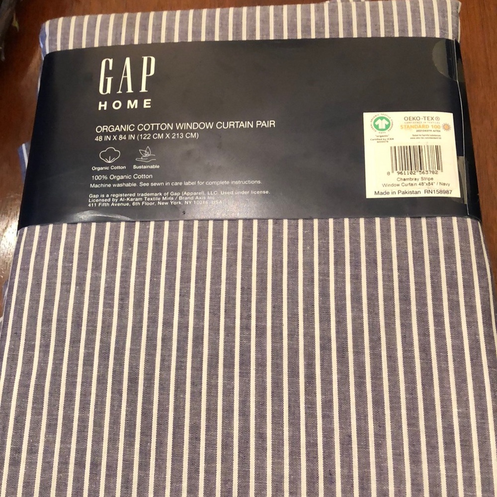 New GAP blue and white striped cotton curtains